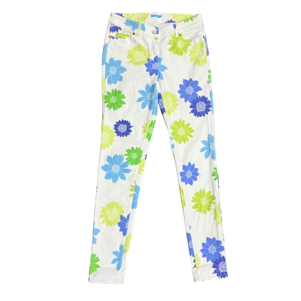 J McLaughlin Lexi Jeans White Floral Print Jeans Size 2 RARE